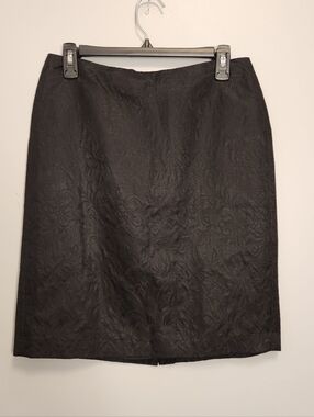 Vintage 80s/90s Albert Nipon Women's Black Jacquard Pencil Skirt Size 4
